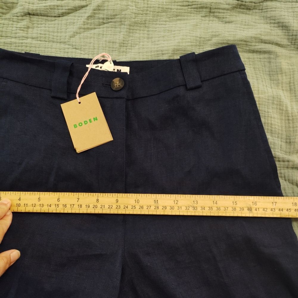 Boden Westbourne Navy Linen wide Leg Trouser Pant Sz 2L - Picture 9 of 13